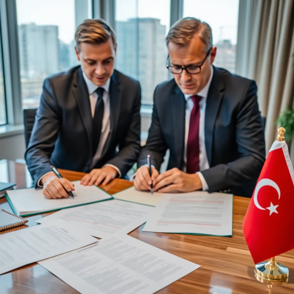 Türkiye'de iş kurma ile ilgili yasal dokümanları inceleyen danışmanlar